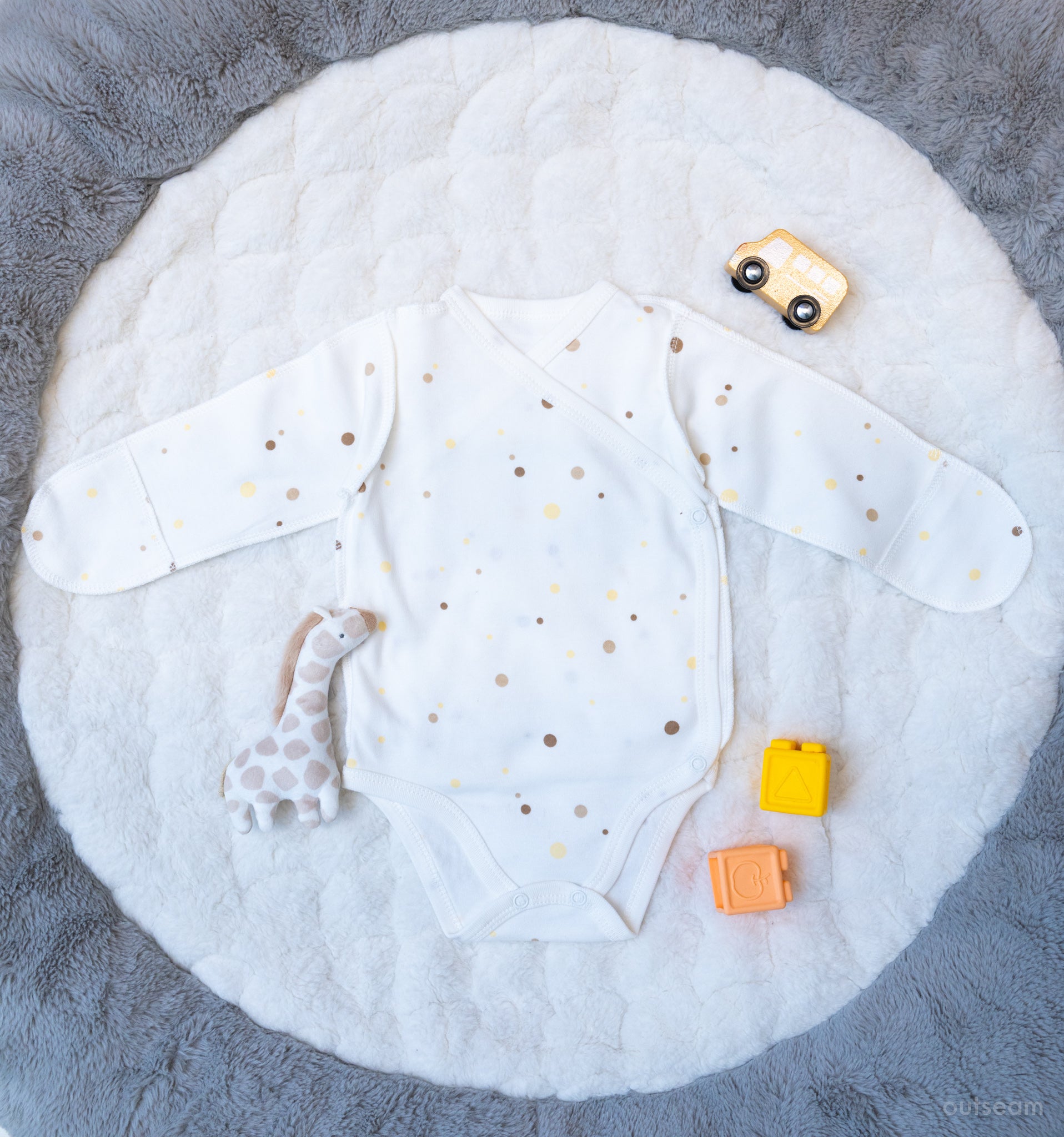 Outseam Bodysuit - Points — soft cotton baby bodysuit with outward seams